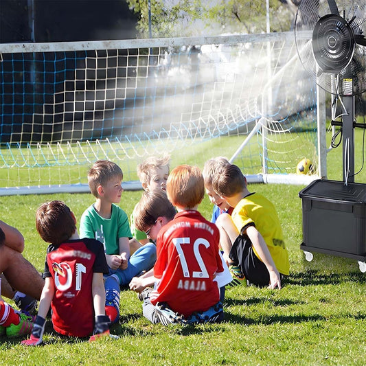Ventilator mit Wasser, Nebel Ventilator, Außen-Standventilator mit Sprühnebelfunktion, Ventilator Wasserkühlung, für Outdoor Industrie Oscillating Sprühnebel 42L Wassertank 65/75cm(750mm/30in)