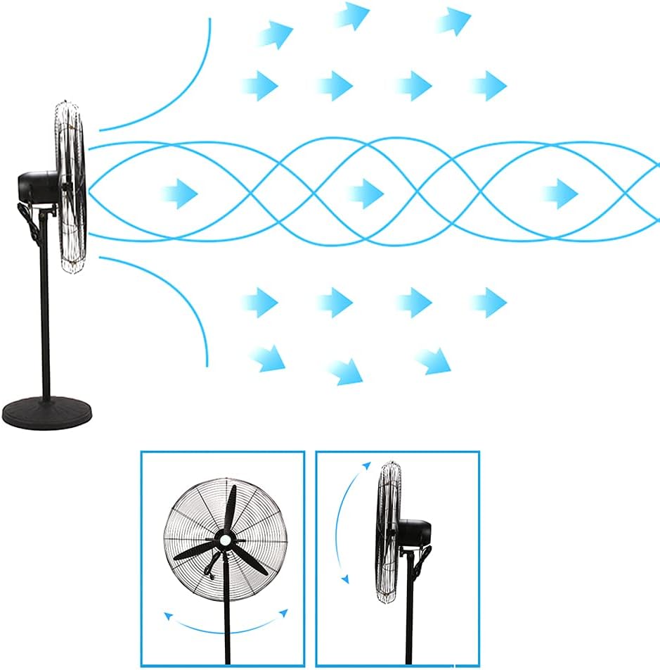 Standventilator mit Oszillation, Hochgeschwindigkeitskühlung für Terrasse, Industrie, Gewerbe, Wohn- und Gewächshaus