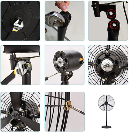 Standventilator mit Oszillation, Hochgeschwindigkeitskühlung für Terrasse, Industrie, Gewerbe, Wohn- und Gewächshaus