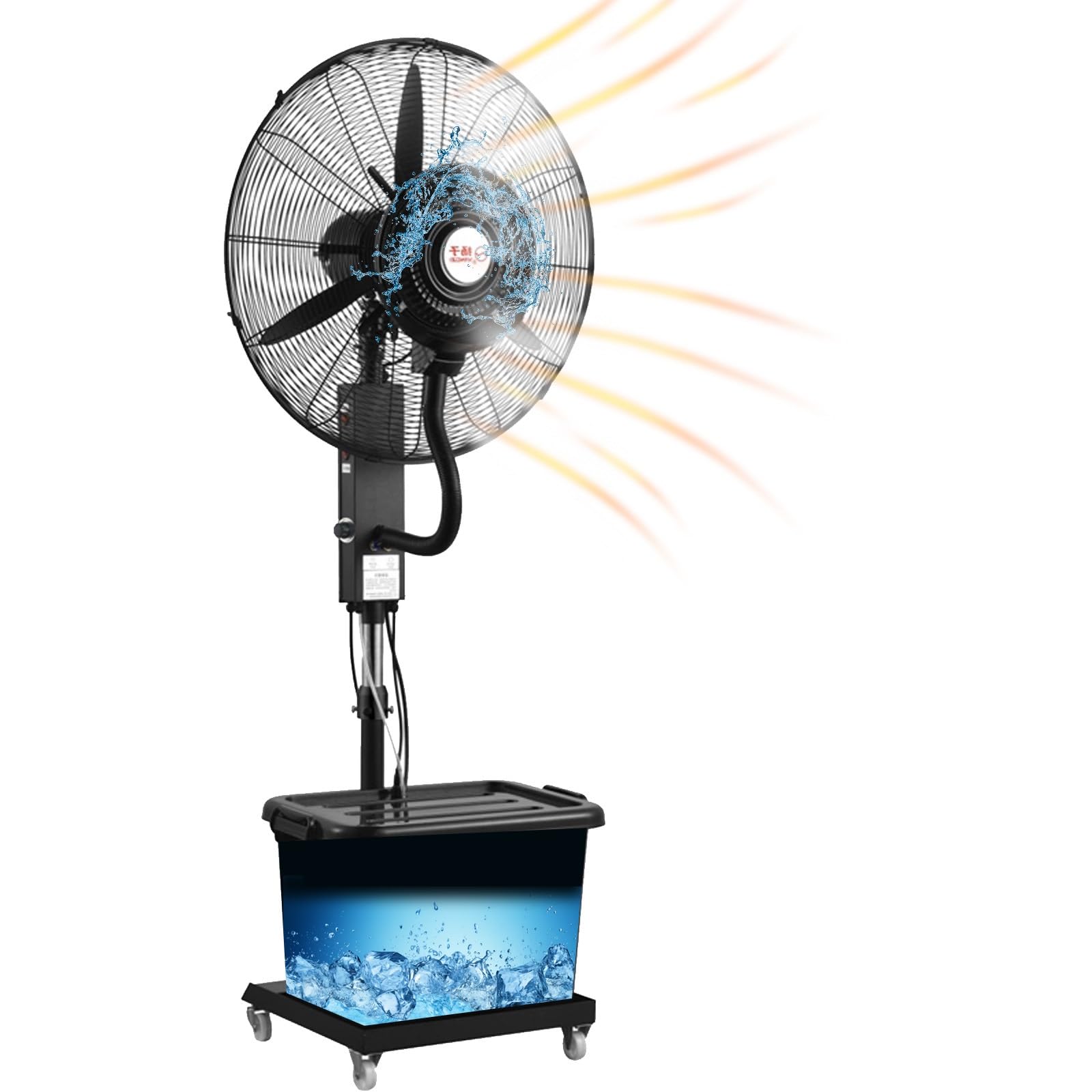 Ventilator mit Wasser, Nebel Ventilator, Außen-Standventilator mit Sprühnebelfunktion, Ventilator Wasserkühlung, für Outdoor Industrie Oscillating Sprühnebel 42L Wassertank 65/75cm(750mm/30in)