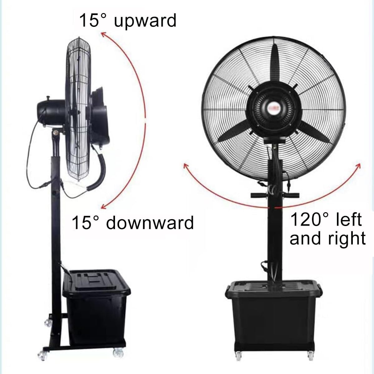 Bodenventilator Mit Nebel, Standventilator Mit 3 Geschwindigkeiten Und 42-Liter-Tank, Für Lager, Werkstatt, Fabrik Und Keller(55CM)