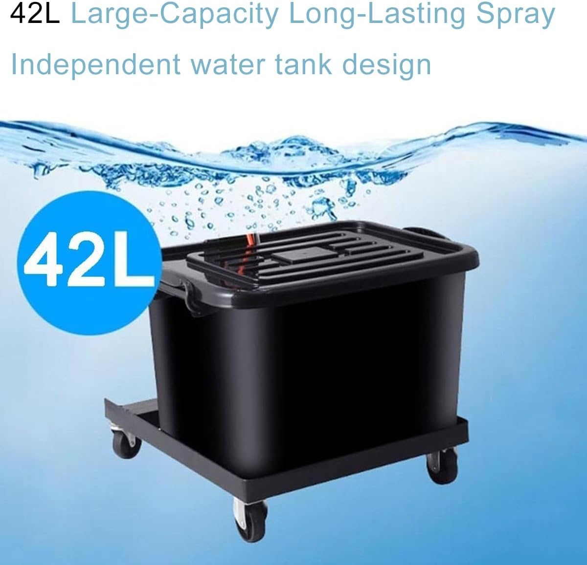 Bodenventilator Mit Nebel, Standventilator Mit 3 Geschwindigkeiten Und 42-Liter-Tank, Für Lager, Werkstatt, Fabrik Und Keller(55CM)