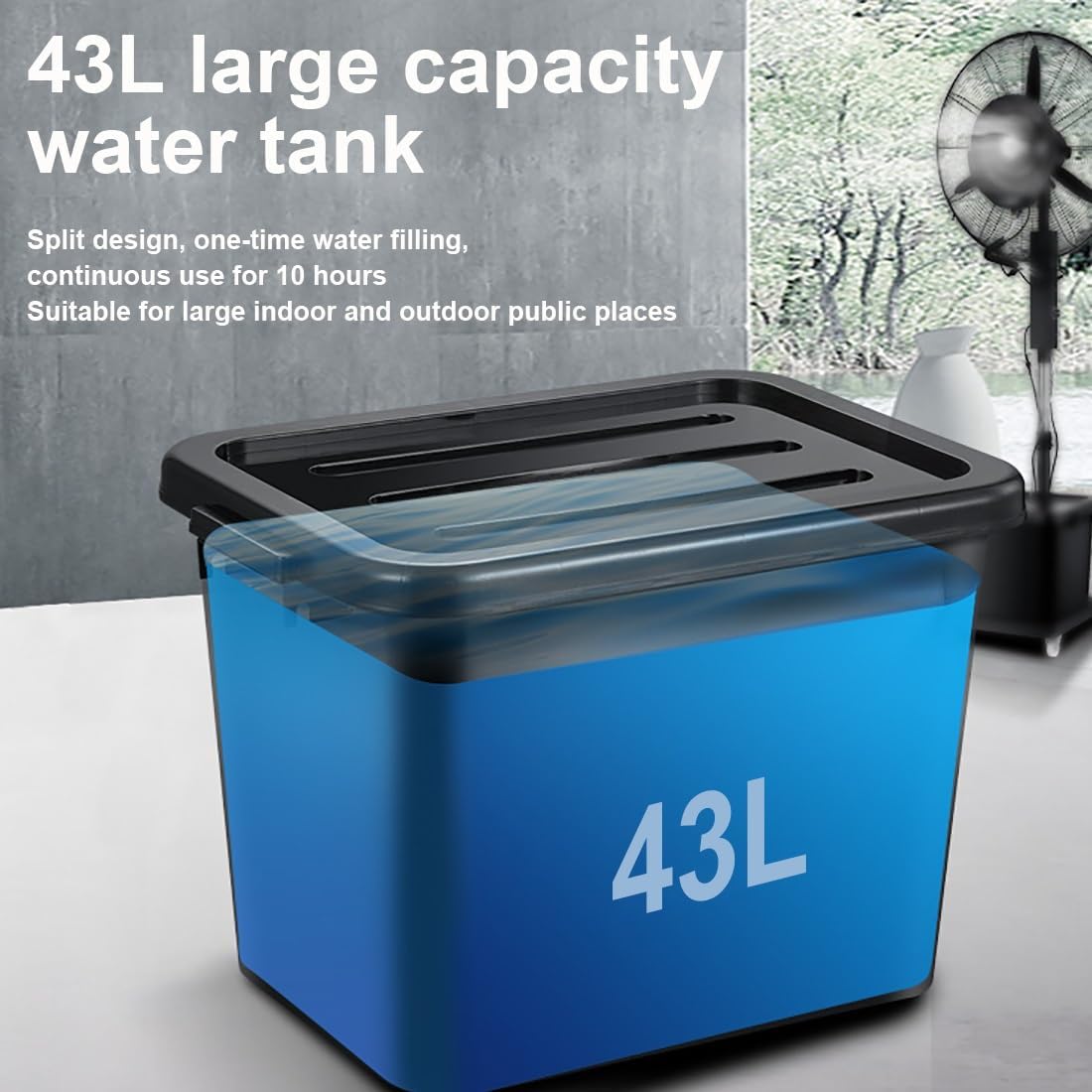 Oszillierender Vernebelungsventilator outdoor Terrassen Nebelventilator 65 cm/75 cm Vernebler Ventilator mit 3 Geschwindigkeiten,Sprühnebel Standventilator wasser ventilator mit 43 L Tank(320W/26in)