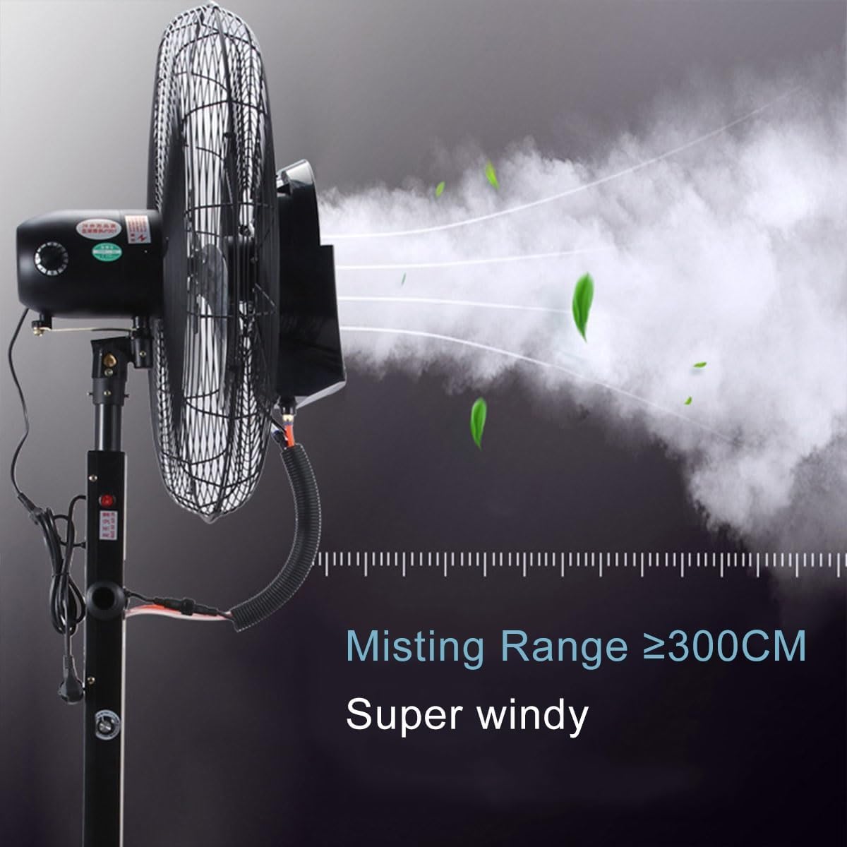 Bodenventilator Mit Nebel, Standventilator Mit 3 Geschwindigkeiten Und 42-Liter-Tank, Für Lager, Werkstatt, Fabrik Und Keller(55CM)