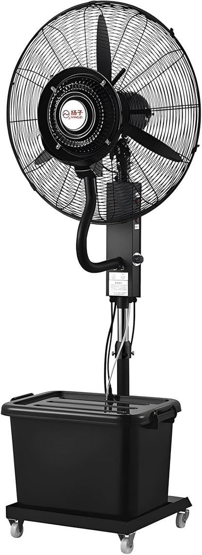 Schwarzer Oszillierender Nebelventilator Außen Großer Industrieller Standventilator Lüfter-Nebel mit Wasserkühlung Großer Tank, 3 Geschwindigkeitsstufen, für Terrasse, Werkstatt, Industriell, Büro(750