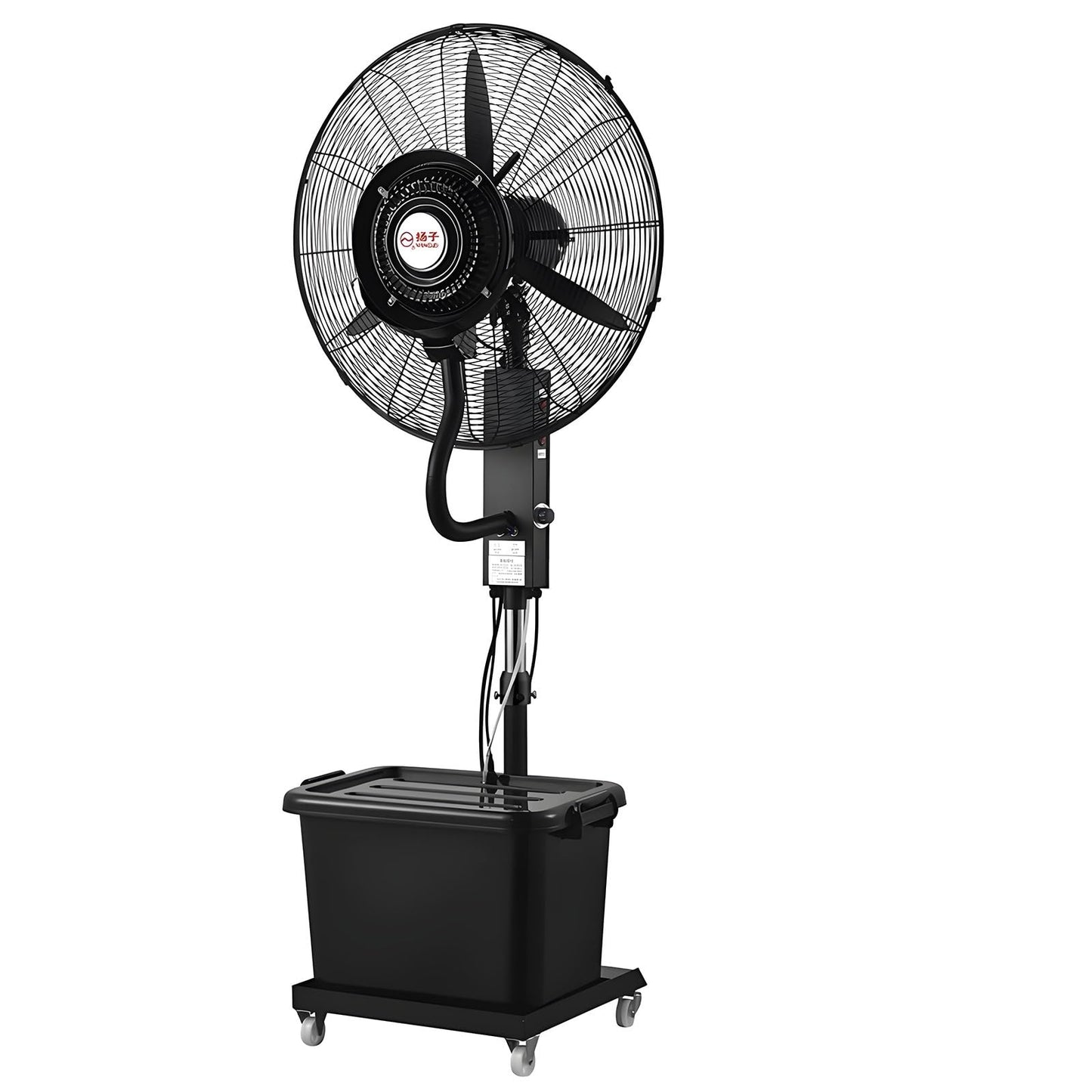 Schwarzer Oszillierender Nebelventilator Außen Großer Industrieller Standventilator Lüfter-Nebel mit Wasserkühlung Großer Tank, 3 Geschwindigkeitsstufen, für Terrasse, Werkstatt, Industriell, Büro(750