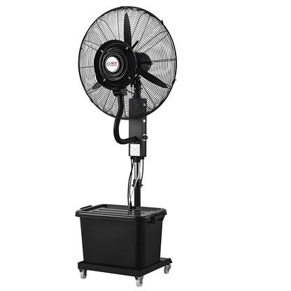 Schwarzer Oszillierender Nebelventilator Außen Großer Industrieller Standventilator Lüfter-Nebel mit Wasserkühlung Großer Tank, 3 Geschwindigkeitsstufen, für Terrasse, Werkstatt, Industriell, Büro(750