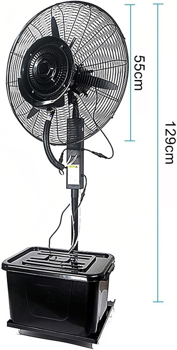 Bodenventilator Mit Nebel, Standventilator Mit 3 Geschwindigkeiten Und 42-Liter-Tank, Für Lager, Werkstatt, Fabrik Und Keller(55CM)