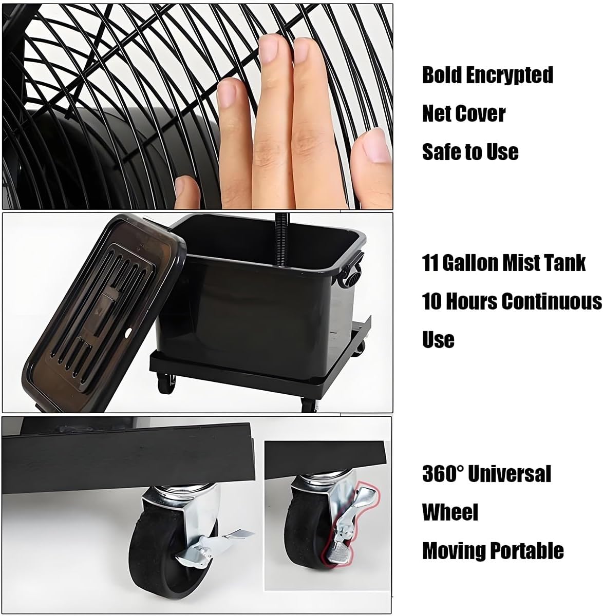 Ventilator mit Wasser, Nebel Ventilator, Außen-Standventilator mit Sprühnebelfunktion, Ventilator Wasserkühlung, für Outdoor Industrie Oscillating Sprühnebel 42L Wassertank 65/75cm(750mm/30in)