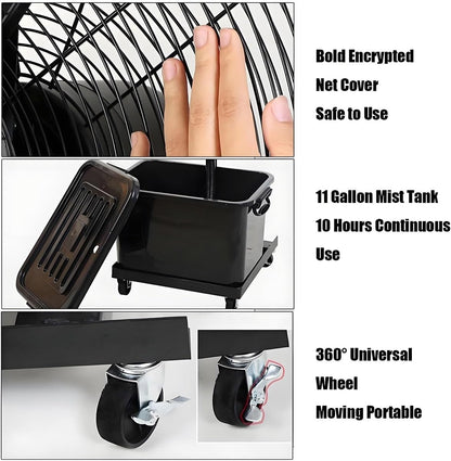 Ventilator mit Wasser, Nebel Ventilator, Außen-Standventilator mit Sprühnebelfunktion, Ventilator Wasserkühlung, für Outdoor Industrie Oscillating Sprühnebel 42L Wassertank 65/75cm(750mm/30in)