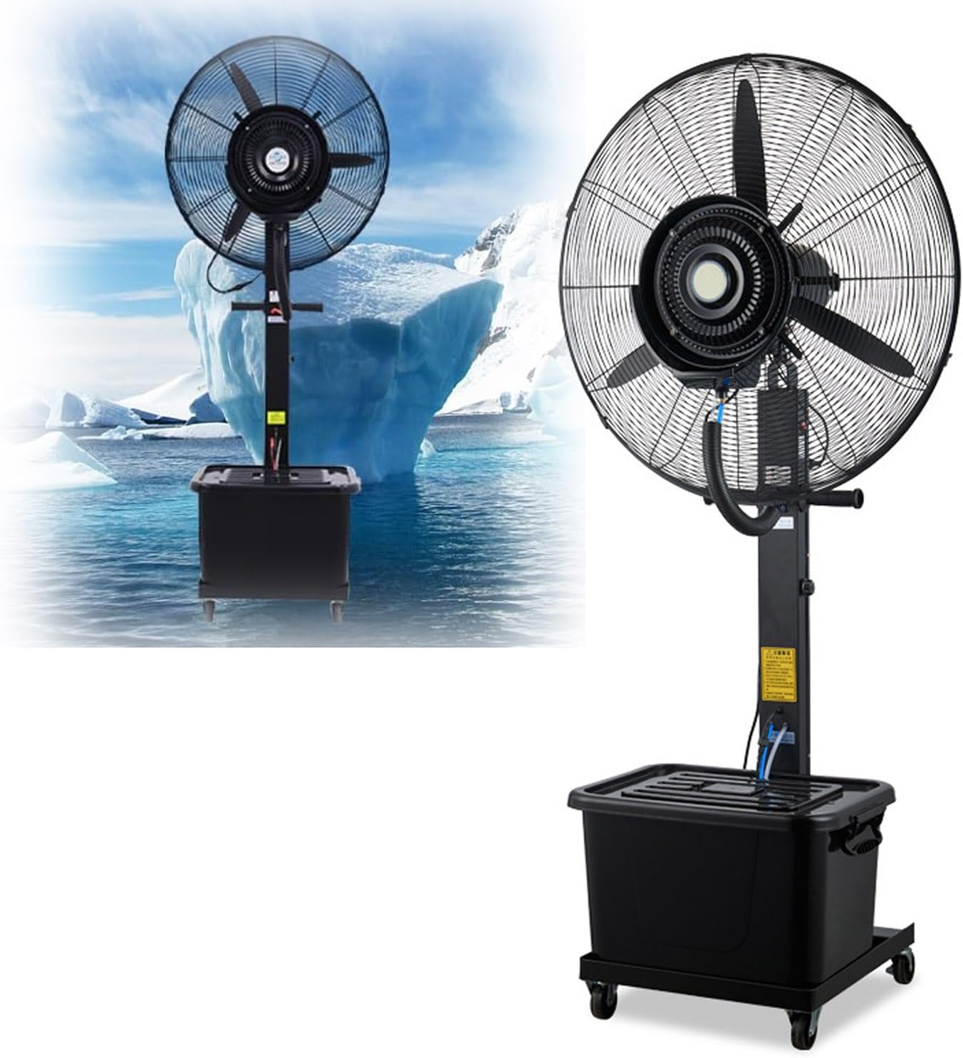 Standventilator Industrieller Standventilators mit wasserkühlung 3 Geschwindigkeiten Terrassenlüftern 90° Oszillation standventilatoren Für Kühlung Von Terrassenlüftern Im Außenbereich(650mm/26inch)