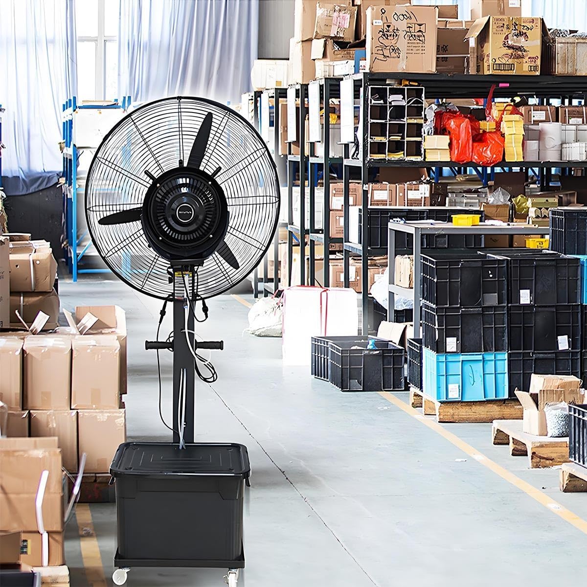 Ventilator mit Wasser, Nebel Ventilator, Außen-Standventilator mit Sprühnebelfunktion, Ventilator Wasserkühlung, für Outdoor Industrie Oscillating Sprühnebel 42L Wassertank 65/75cm(750mm/30in)