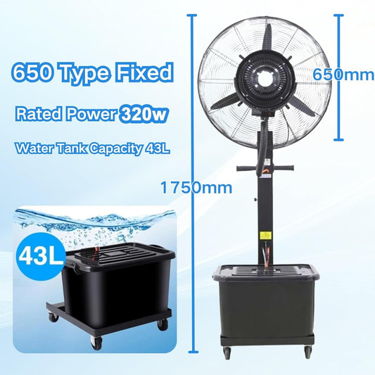 Standventilator für den Außenbereich mit Hochgeschwindigkeits-Luftstrom und 42 l Wassertank, 3 einstellbare Geschwindigkeiten zur Kühlung zu Hause, im Büro und in gewerblichen Räumen