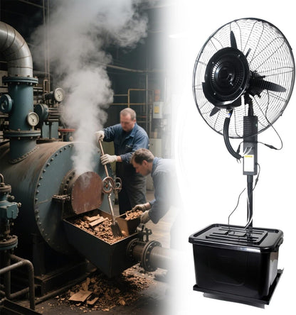 Bodenventilator Mit Nebel, Standventilator Mit 3 Geschwindigkeiten Und 42-Liter-Tank, Für Lager, Werkstatt, Fabrik Und Keller(55CM)
