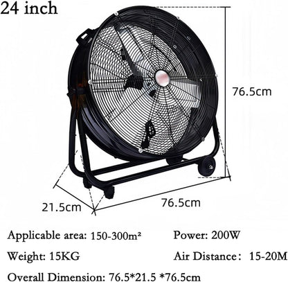 wpenshiDM125 Standventilator Industrieller Elektroventilator Mobiler großer Elektroventilator Fabrik Werkstatt Lager Standventilator(24 inch)