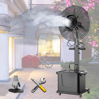 Standventilator Mit Wasserkühlung Mit Sprühnebel 3 Geschwindigkeiten 90° Oszillierender Nebelventilator Für Gewerbliche Privathaushalte, Kühlventilator(Liftable,750)