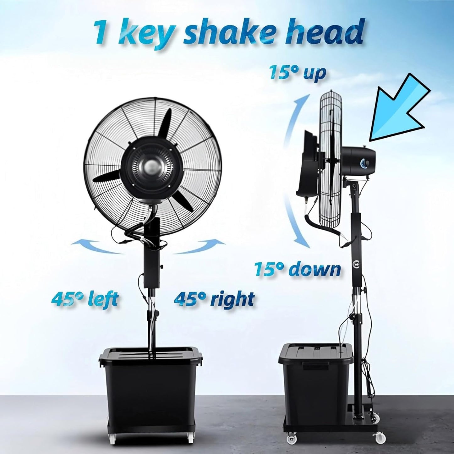 Standventilator Mit Wasserkühlung Mit Sprühnebel 3 Geschwindigkeiten 90° Oszillierender Nebelventilator Für Gewerbliche Privathaushalte, Kühlventilator(Liftable,750)