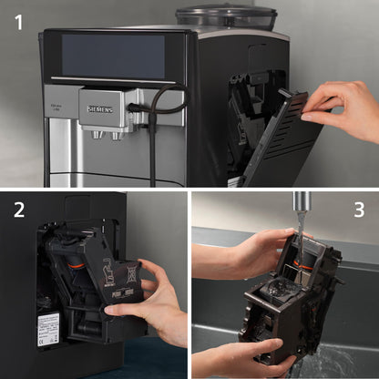 Siemens Kaffeevollautomat EQ6 plus s700, Milchsystem, 12 Getränke, automatische Reinigung des Milchsystems, Keramikmahlwerk, großes Touchdisplay, Edelstahl, TE657503DE