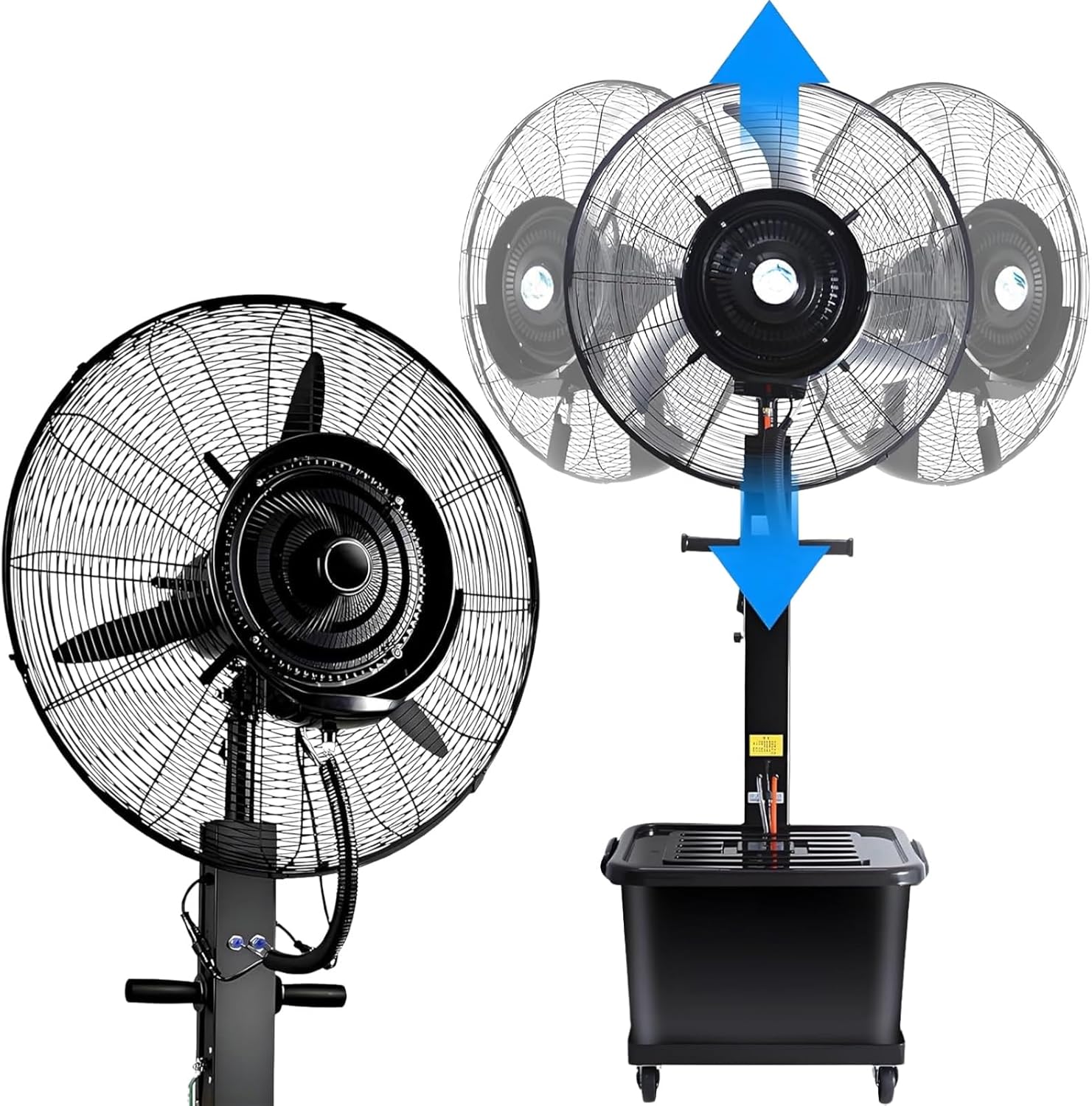 Standventilator für den Außenbereich mit Hochgeschwindigkeits-Luftstrom und 42 l Wassertank, 3 einstellbare Geschwindigkeiten zur Kühlung zu Hause, im Büro und in gewerblichen Räumen