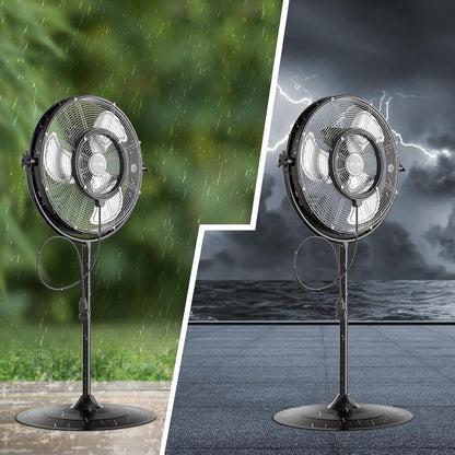 5300 CFM 50,8 cm Außen-Standventilator mit Nebel, industrieller Standventilator mit 3 Geschwindigkeiten, Standventilatoren, strapazierfähig, mit IP44 geschlossenem Motor, verstellbare Neigung