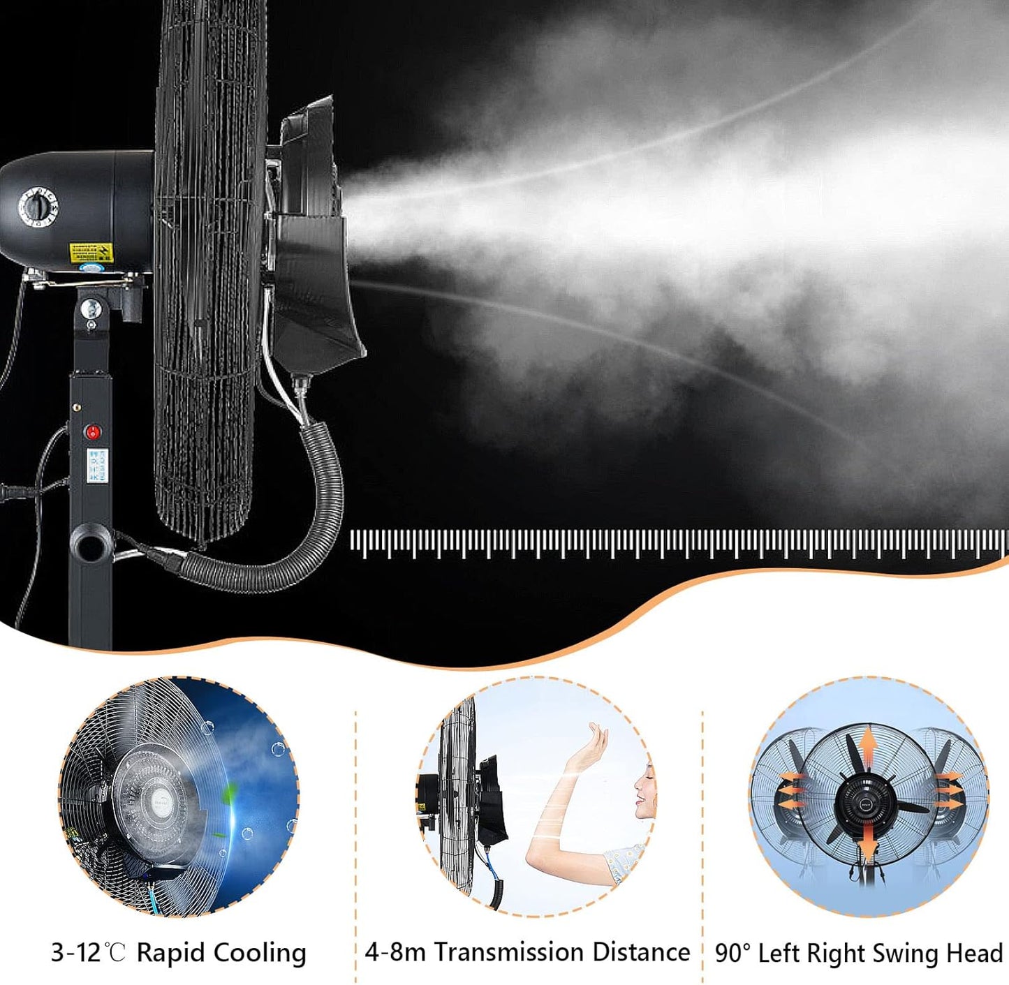 Industrieller Standventilator, 3 Geschwindigkeiten, oszillierend mit großem Fassungsvermögen, robuste Metallkonstruktion für Gewerbe- und Garageneinsatz