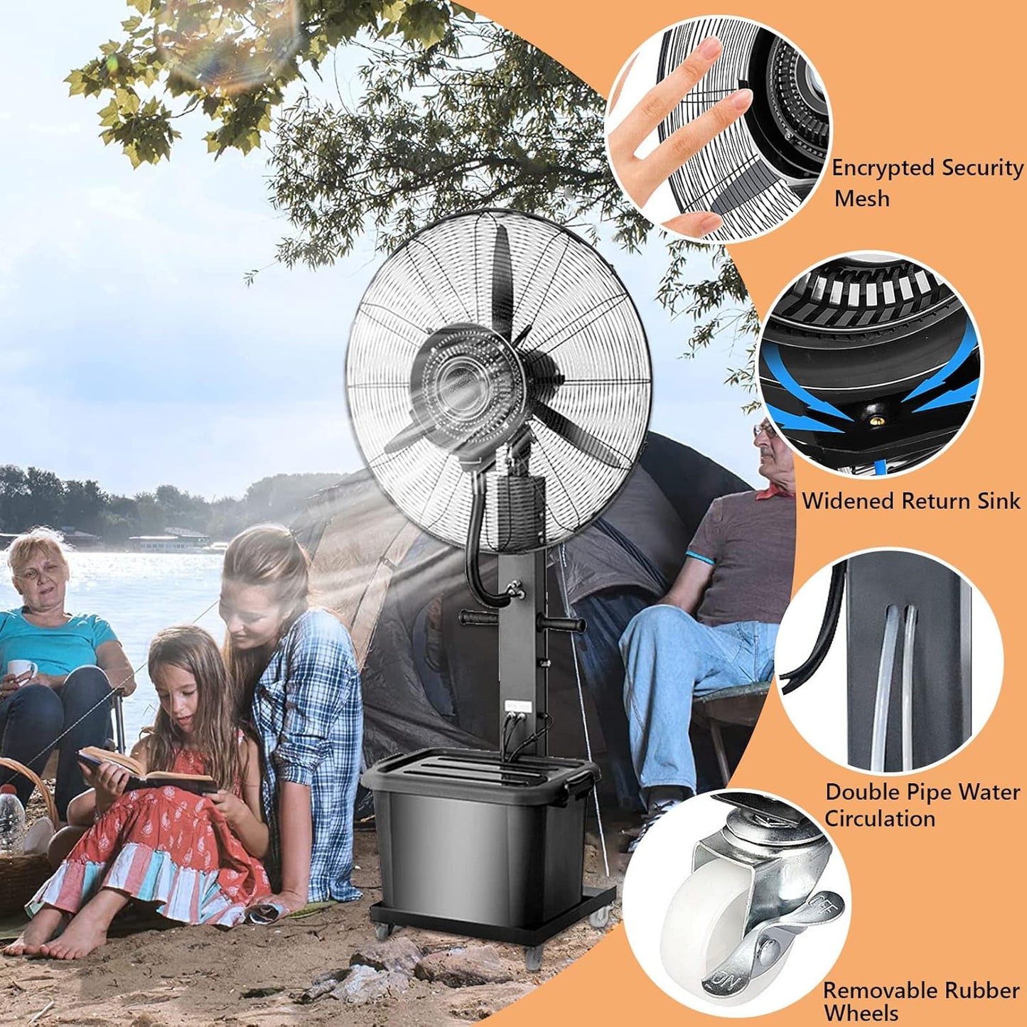 Industrieller Standventilator, 3 Geschwindigkeiten, oszillierend mit großem Fassungsvermögen, robuste Metallkonstruktion für Gewerbe- und Garageneinsatz