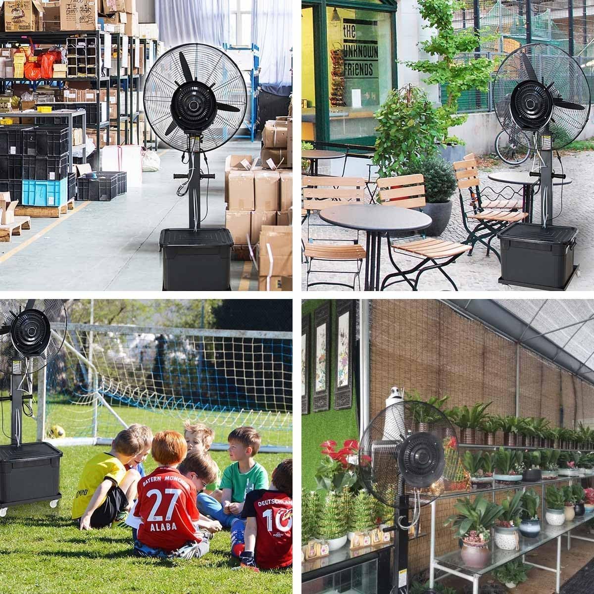 Bodenventilator Mit Nebel, Standventilator Mit 3 Geschwindigkeiten Und 42-Liter-Tank, Für Lager, Werkstatt, Fabrik Und Keller(55CM)