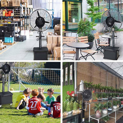 Bodenventilator Mit Nebel, Standventilator Mit 3 Geschwindigkeiten Und 42-Liter-Tank, Für Lager, Werkstatt, Fabrik Und Keller(55CM)