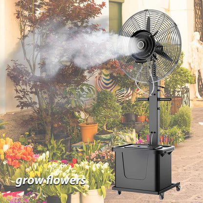 Terrassenlüfter Mit Nebelgerät Außen, Industrielle Standventilator Wasserkühlung Einstellbaren Kühlgeschwindigkeiten Und Oszillation, Ideal Für Fabriken Und Gewerbeflächen(Non-liftable,750)