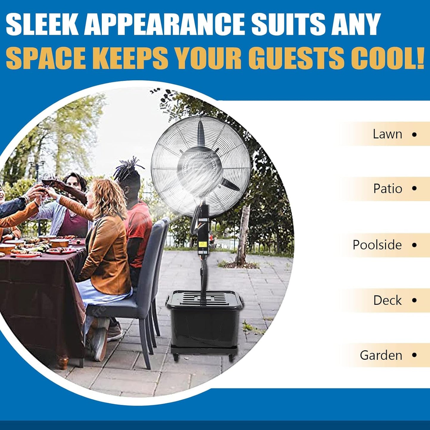 DFGHNBVC Hochleistungs-Standventilator Mit Nebel, 90°-Oszillation, Einstellbare Höhe, 3 Kühlgeschwindigkeiten, Standventilator Für Den Industriellen Und Gewerblichen Einsatz, 81 cm