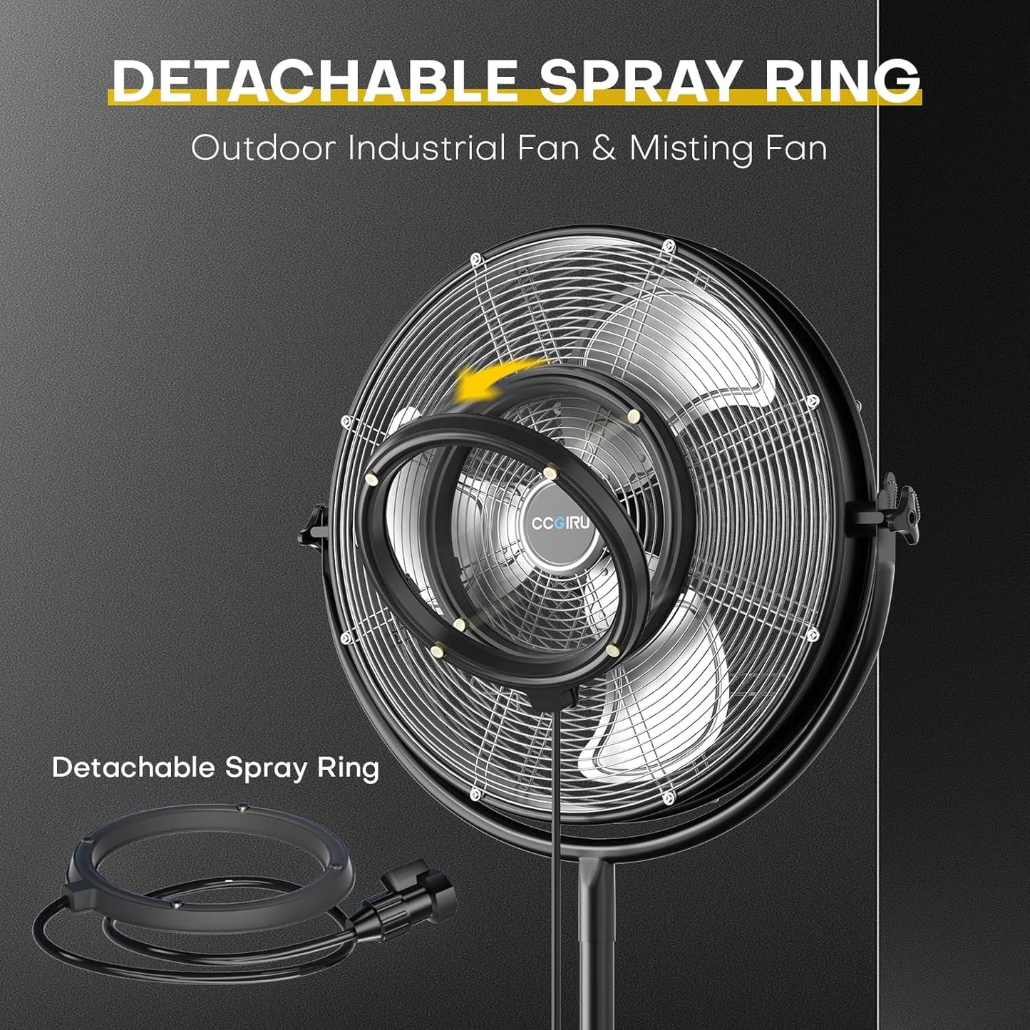 5300 CFM 50,8 cm Außen-Standventilator mit Nebel, industrieller Standventilator mit 3 Geschwindigkeiten, Standventilatoren, strapazierfähig, mit IP44 geschlossenem Motor, verstellbare Neigung