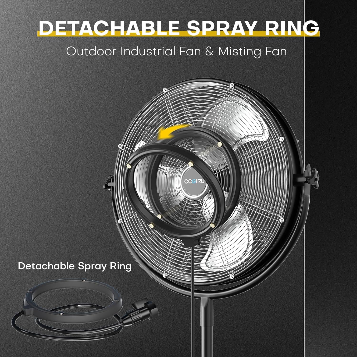 5300 CFM 50,8 cm Außen-Standventilator mit Nebel, industrieller Standventilator mit 3 Geschwindigkeiten, Standventilatoren, strapazierfähig, mit IP44 geschlossenem Motor, verstellbare Neigung