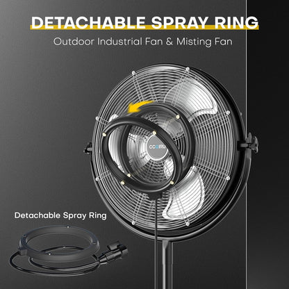 5300 CFM 50,8 cm Außen-Standventilator mit Nebel, industrieller Standventilator mit 3 Geschwindigkeiten, Standventilatoren, strapazierfähig, mit IP44 geschlossenem Motor, verstellbare Neigung